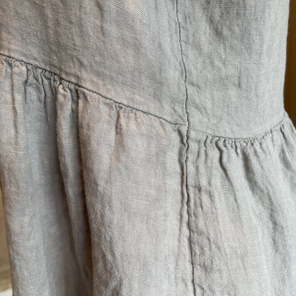 New Francesca Bettini 100% Linen Midi Dress Women's Size 1X Gray Tiered Design - Picture 11 of 13